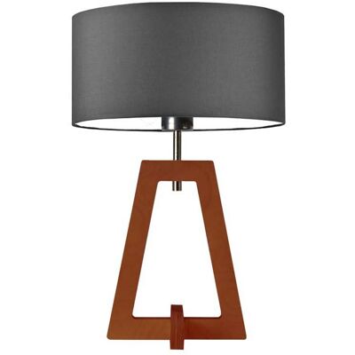 LYSNE Lampka stołowa drewniana LED do salonu Clio, grafitowa, mahoniowa, E27, 47x30 cm LYSNE Lampka stołowa drewniana LED do salonu Clio, grafitowa, mahoniowa, E27, 47x30 cm