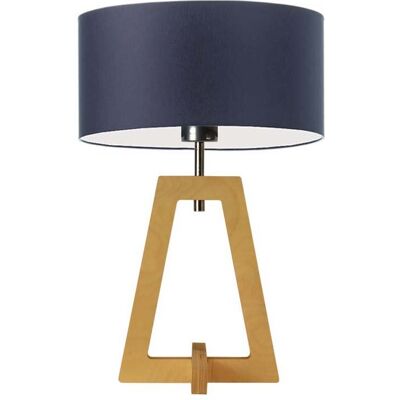 LYSNE Drewniana lampka biurkowa LED do pracy i nauki w uniwersalnej kolorystyce Clio, granatowa, dębowa, E27, 47x30 cm LYSNE Drewniana lampka biurkowa LED do pracy i nauki w uniwersalnej kolorystyce Clio, granatowa, dębowa, E27, 47x30 cm