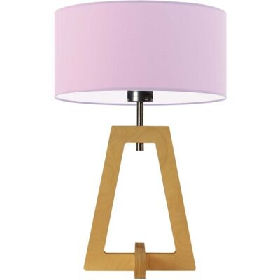 LYSNE Biurkowa lampka drewniana do pracy i nauki z materiałowym abażurem Clio, jasnofioletowa, hebanowa, E27, 47x30 cm LYSNE Biurkowa lampka drewniana do pracy i nauki z materiałowym abażurem Clio, jasnofioletowa, hebanowa, E27, 47x30 cm