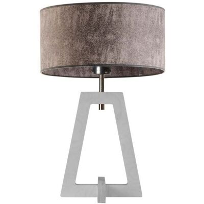 LYSNE Designerska lampa podłogowa LED do salonu z oryginalnym abażurem Clio, szary melanż (tzw. beton), biała, E27, 47x30 cm LYSNE Designerska lampa podłogowa LED do salonu z oryginalnym abażurem Clio, szary melanż (tzw. beton), biała, E27, 47x30 cm