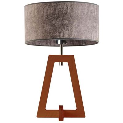 LYSNE Lampa biurkowa do nauki drewniana z cylindrycznym abażurem Clio, szary melanż (tzw. beton), mahoniowa, E27, 47x30 cm LYSNE Lampa biurkowa do nauki drewniana z cylindrycznym abażurem Clio, szary melanż (tzw. beton), mahoniowa, E27, 47x30 cm