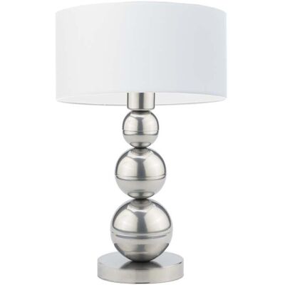 Lampka nocna LYSNE Honolulu, 60 W, E27, biała/srebrna, 41x30 cm Lampka nocna LYSNE Honolulu, 60 W, E27, biała/srebrna, 41x30 cm