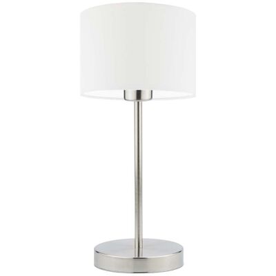 Lampka nocna LYSNE Nicea, 60 W, E27, biała/stalowa, 39,5x17,5 cm Lampka nocna LYSNE Nicea, 60 W, E27, biała/stalowa, 39,5x17,5 cm