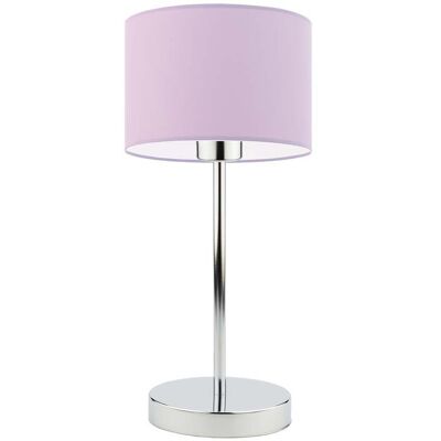 Lampka nocna LYSNE Nicea, 60 W, E27, jasnofioletowa/chrom, 39,5x17,5 cm Lampka nocna LYSNE Nicea, 60 W, E27, jasnofioletowa/chrom, 39,5x17,5 cm