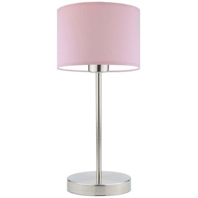 Lampka nocna LYSNE Nicea, 60 W, E27, jasnoróżowa/stalowa, 39,5x17,5 cm Lampka nocna LYSNE Nicea, 60 W, E27, jasnoróżowa/stalowa, 39,5x17,5 cm
