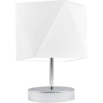 Lampka nocna LYSNE Pasadena, 60 W, E27, biała/chrom, 30x23 cm Lampka nocna LYSNE Pasadena, 60 W, E27, biała/chrom, 30x23 cm
