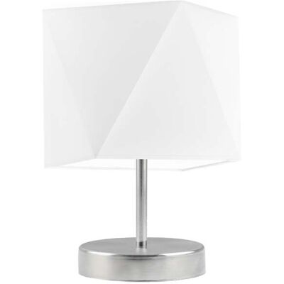 Lampka nocna LYSNE Pasadena, 60 W, E27, biała/stalowa, 30x23 cm Lampka nocna LYSNE Pasadena, 60 W, E27, biała/stalowa, 30x23 cm