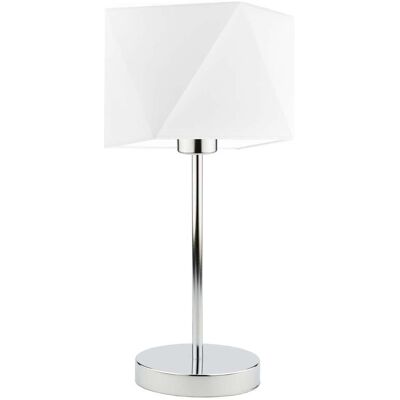 Lampka nocna LYSNE Wuhu, 60 W, E27, biała/chrom, 43x23 cm Lampka nocna LYSNE Wuhu, 60 W, E27, biała/chrom, 43x23 cm