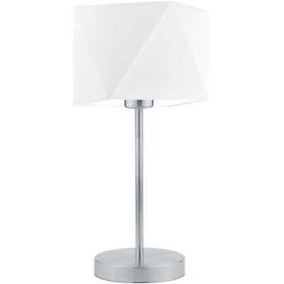 Lampka nocna LYSNE Wuhu, 60 W, E27, biała/srebrna, 43x23 cm Lampka nocna LYSNE Wuhu, 60 W, E27, biała/srebrna, 43x23 cm