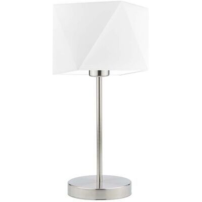 Lampka nocna LYSNE Wuhu, 60 W, E27, biała/stalowa, 43x23 cm Lampka nocna LYSNE Wuhu, 60 W, E27, biała/stalowa, 43x23 cm