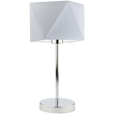 Lampka nocna LYSNE Wuhu, 60 W, E27, jasnoszara/chrom, 43x23 cm Lampka nocna LYSNE Wuhu, 60 W, E27, jasnoszara/chrom, 43x23 cm