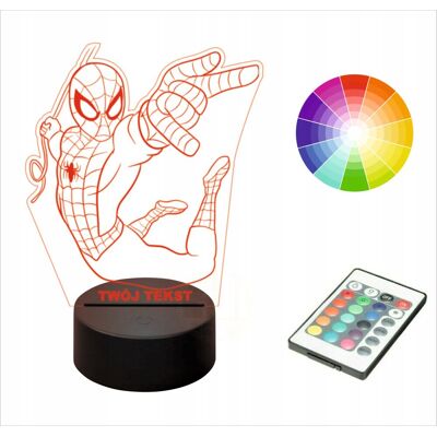 Inny producent Lampka nocna NA BIURKO 3DLED imię grawer SPIDERMAN Inny producent Lampka nocna NA BIURKO 3DLED imię grawer SPIDERMAN