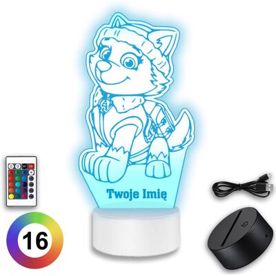 Koala Wood Lampka Nocna Psi Patrol Everest Dla Dzieci USB Prezent Grawer Imię LED 3D Koala Wood Lampka Nocna Psi Patrol Everest Dla Dzieci USB Prezent Grawer Imię LED 3D