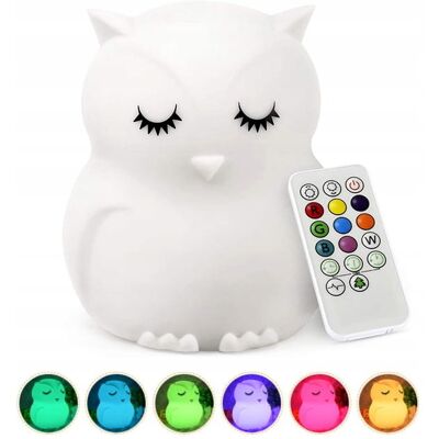 Inny producent Lampka Nocna Sowa Dla Dzieci Kolorowa Silikonowa Miękka Usb-C Rgb + Pilot Inny producent Lampka Nocna Sowa Dla Dzieci Kolorowa Silikonowa Miękka Usb-C Rgb + Pilot