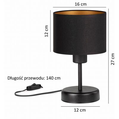 Tornado Lampka nocna stołowa do sypialni z abażurem 16 cm czarno-złotym industrialna loft Tornado Lampka nocna stołowa do sypialni z abażurem 16 cm czarno-złotym industrialna loft