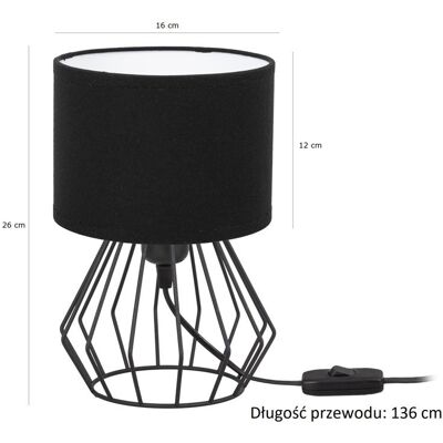 Tornado Lampka nocna stołowa do sypialni z abażurem 16 cm czarnym industrialna loft Tornado Lampka nocna stołowa do sypialni z abażurem 16 cm czarnym industrialna loft