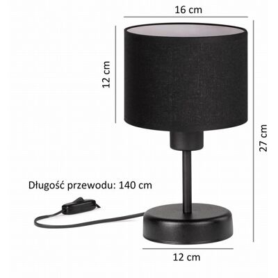 Tornado Lampka nocna stołowa do sypialni z abażurem 16 cm czarnym industrialna loft Tornado Lampka nocna stołowa do sypialni z abażurem 16 cm czarnym industrialna loft