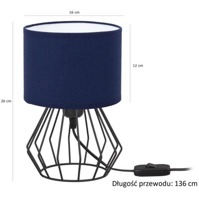 Tornado Lampka nocna stołowa do sypialni z abażurem 16 cm granatowym industrialna loft Tornado Lampka nocna stołowa do sypialni z abażurem 16 cm granatowym industrialna loft