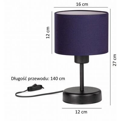 Tornado Lampka nocna stołowa do sypialni z abażurem 16 cm granatowym industrialna loft Tornado Lampka nocna stołowa do sypialni z abażurem 16 cm granatowym industrialna loft