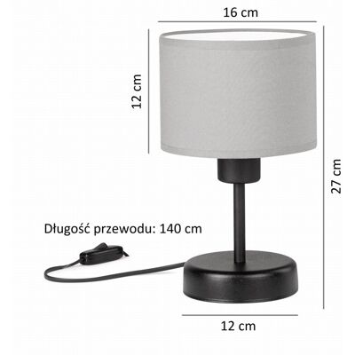 Tornado Lampka Nocna Stołowa Do Sypialni Z Abażurem 16 Cm Szarym Industrialna Loft Tornado Lampka Nocna Stołowa Do Sypialni Z Abażurem 16 Cm Szarym Industrialna Loft