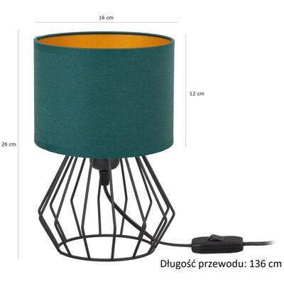 Tornado Lampka nocna stołowa do sypialni z abażurem 16 cm zielono-złotym industrialna loft Tornado Lampka nocna stołowa do sypialni z abażurem 16 cm zielono-złotym industrialna loft