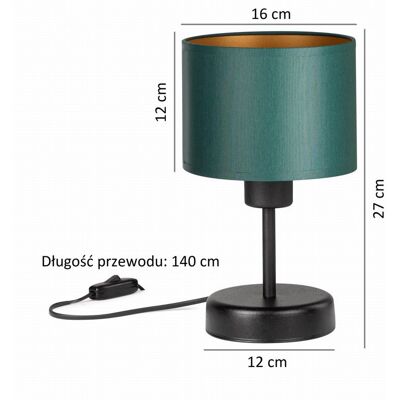 Tornado Lampka nocna stołowa do sypialni z abażurem 16 cm zielono-złotym industrialna loft Tornado Lampka nocna stołowa do sypialni z abażurem 16 cm zielono-złotym industrialna loft