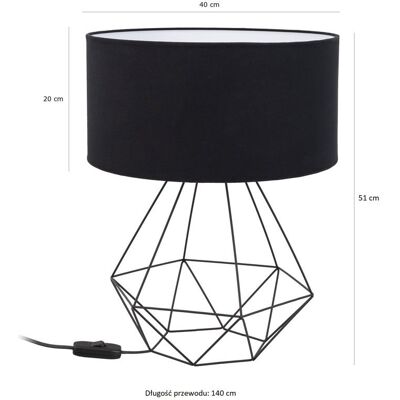 Tornado Lampka nocna stołowa do sypialni z abażurem 40 cm czarnym industrialna loft Tornado Lampka nocna stołowa do sypialni z abażurem 40 cm czarnym industrialna loft