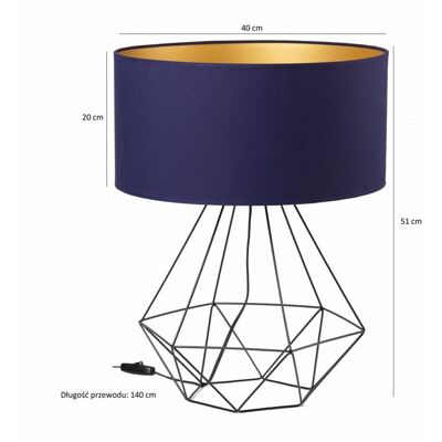 Tornado Lampka nocna stołowa do sypialni z abażurem 40 cm granatowo-złotym industrialna loft Tornado Lampka nocna stołowa do sypialni z abażurem 40 cm granatowo-złotym industrialna loft
