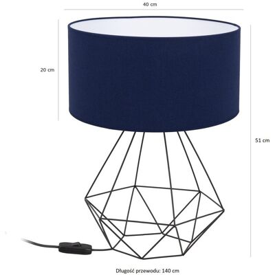 Tornado Lampka nocna stołowa do sypialni z abażurem 40 cm granatowym industrialna loft Tornado Lampka nocna stołowa do sypialni z abażurem 40 cm granatowym industrialna loft