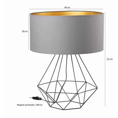 Tornado Lampka nocna stołowa do sypialni z abażurem 40 cm szaro-złotym industrialna loft Tornado Lampka nocna stołowa do sypialni z abażurem 40 cm szaro-złotym industrialna loft