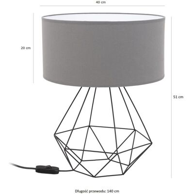 Tornado Lampka nocna stołowa do sypialni z abażurem 40 cm szarym industrialna loft Tornado Lampka nocna stołowa do sypialni z abażurem 40 cm szarym industrialna loft