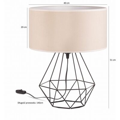 Tornado Lampka nocna stołowa do sypialni z abażurem 40 cm welurowym beżowym Tornado Lampka nocna stołowa do sypialni z abażurem 40 cm welurowym beżowym