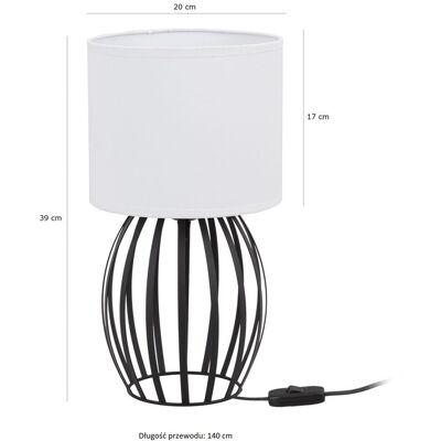 Tornado Lampka nocna stołowa do sypialni z abażurem białym industrialna loft Tornado Lampka nocna stołowa do sypialni z abażurem białym industrialna loft