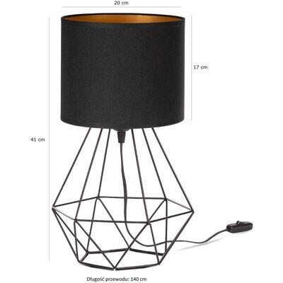 Tornado Lampka nocna stołowa do sypialni z abażurem czarno-złotym industrialna loft Tornado Lampka nocna stołowa do sypialni z abażurem czarno-złotym industrialna loft