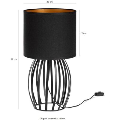 Tornado Lampka nocna stołowa do sypialni z abażurem czarno-złotym industrialna loft Tornado Lampka nocna stołowa do sypialni z abażurem czarno-złotym industrialna loft