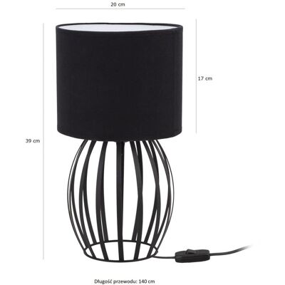 Tornado Lampka nocna stołowa do sypialni z abażurem czarnym industrialna loft Tornado Lampka nocna stołowa do sypialni z abażurem czarnym industrialna loft