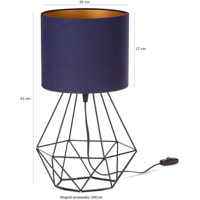 Tornado Lampka nocna stołowa do sypialni z abażurem granatowo-złotym industrialna loft Tornado Lampka nocna stołowa do sypialni z abażurem granatowo-złotym industrialna loft
