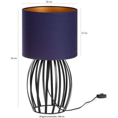 Tornado Lampka nocna stołowa do sypialni z abażurem granatowo-złotym industrialna loft Tornado Lampka nocna stołowa do sypialni z abażurem granatowo-złotym industrialna loft