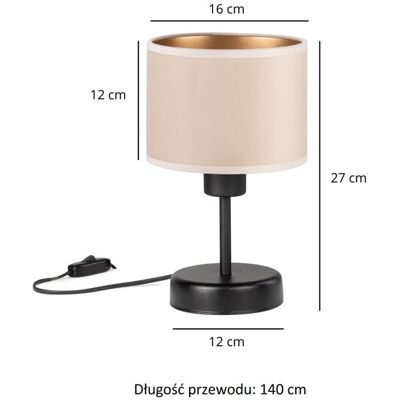 Tornado Lights Lampka nocna stołowa do sypialni z abażurem mini welurowym beżowo-złotym glamour loft Tornado Lights Lampka nocna stołowa do sypialni z abażurem mini welurowym beżowo-złotym glamour loft