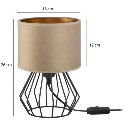 Tornado Lights Lampka nocna stołowa do sypialni z abażurem mini welurowym cappuccino-złotym glamour loft Tornado Lights Lampka nocna stołowa do sypialni z abażurem mini welurowym cappuccino-złotym glamour loft
