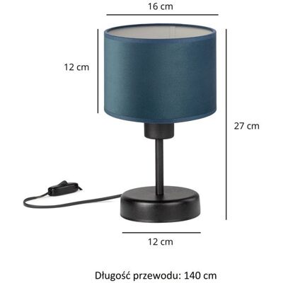 Tornado Lights Lampka nocna stołowa do sypialni z abażurem mini welurowym jeansowym glamour loft Tornado Lights Lampka nocna stołowa do sypialni z abażurem mini welurowym jeansowym glamour loft