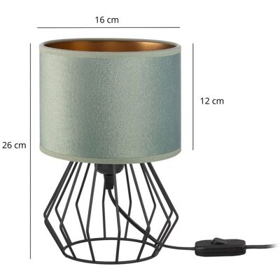 Tornado Lights Lampka nocna stołowa do sypialni z abażurem mini welurowym szałwiowo-złotym glamour loft Tornado Lights Lampka nocna stołowa do sypialni z abażurem mini welurowym szałwiowo-złotym glamour loft