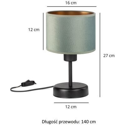 Tornado Lights Lampka nocna stołowa do sypialni z abażurem mini welurowym szałwiowo-złotym glamour loft Tornado Lights Lampka nocna stołowa do sypialni z abażurem mini welurowym szałwiowo-złotym glamour loft