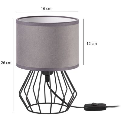 Tornado Lights Lampka nocna stołowa do sypialni z abażurem mini welurowym szarym glamour loft Tornado Lights Lampka nocna stołowa do sypialni z abażurem mini welurowym szarym glamour loft