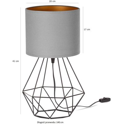 Tornado Lampka nocna stołowa do sypialni z abażurem szaro-złotym industrialna loft Tornado Lampka nocna stołowa do sypialni z abażurem szaro-złotym industrialna loft
