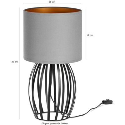 Tornado Lampka nocna stołowa do sypialni z abażurem szaro-złotym industrialna loft Tornado Lampka nocna stołowa do sypialni z abażurem szaro-złotym industrialna loft