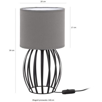 Tornado Lampka nocna stołowa do sypialni z abażurem szarym industrialna loft Tornado Lampka nocna stołowa do sypialni z abażurem szarym industrialna loft