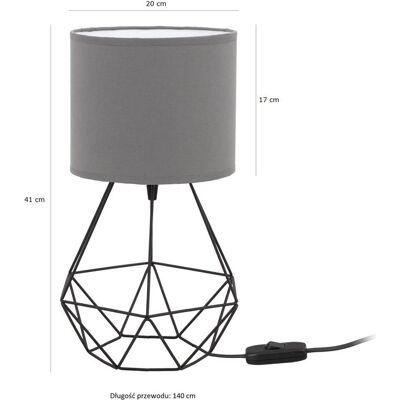 Tornado Lampka nocna stołowa do sypialni z abażurem szarym industrialna loft Tornado Lampka nocna stołowa do sypialni z abażurem szarym industrialna loft