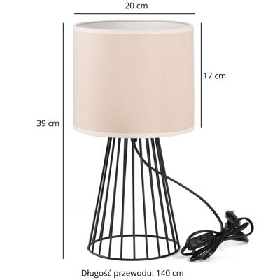 Inny producent Lampka nocna stołowa do sypialni z abażurem welurowym beżowym glamour Inny producent Lampka nocna stołowa do sypialni z abażurem welurowym beżowym glamour