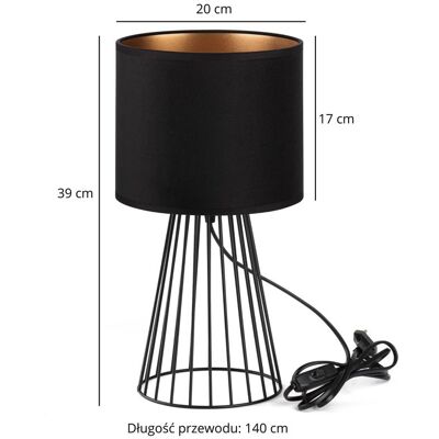 Inny producent Lampka nocna stołowa do sypialni z abażurem welurowym czarno-złotym glamour Inny producent Lampka nocna stołowa do sypialni z abażurem welurowym czarno-złotym glamour